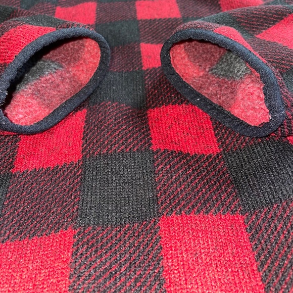L.L. Bean Sweater Fleece Pullover Buffalo Plaid Garnet Warm Cozy Pockets - Picture 5 of 11